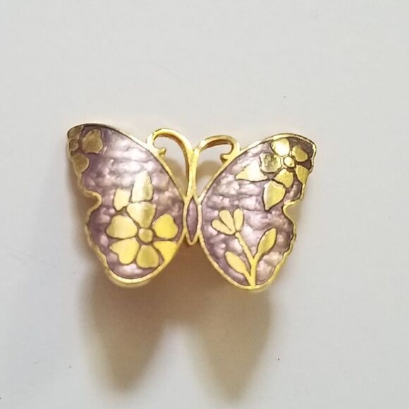 Vintage Purple and Gold Tone Butterfly Pin - Picture 3 of 4